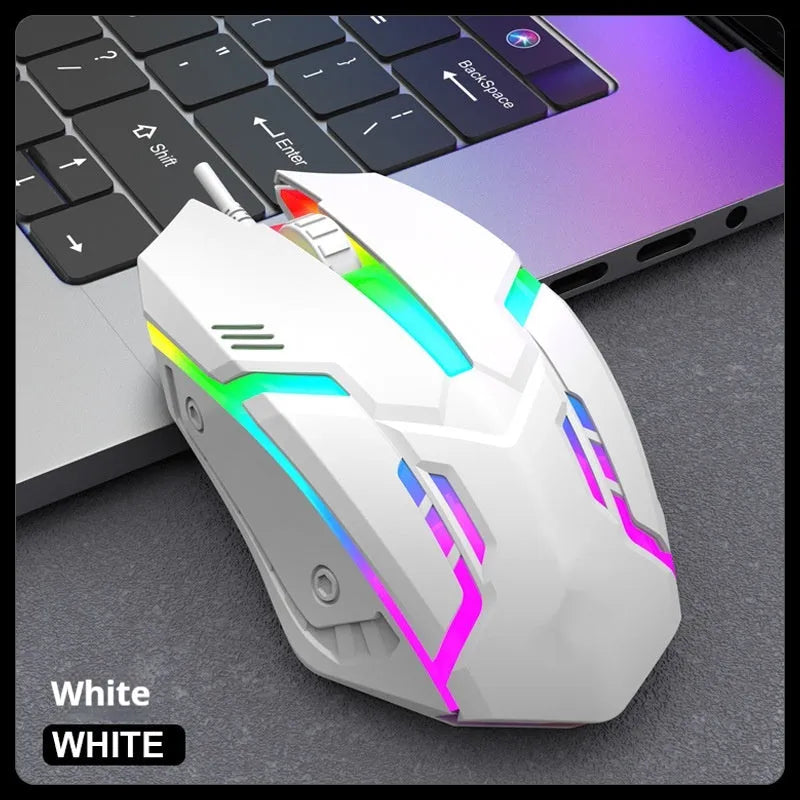 Large weighted wired USB e-sports mouse for laptop gaming in black