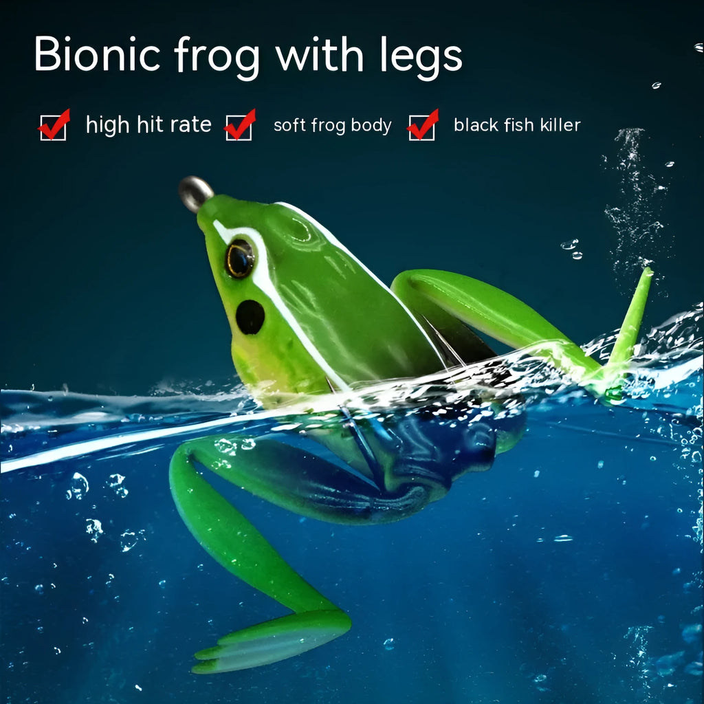 Bionic thunder frog snake head fishing lure with double hooks in grass green colour