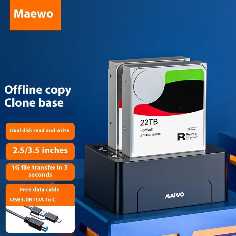 K3082 dual-disk SATA hard disk dock with ABS plastic housing, 152x109x62mm, for 2.5 and 3.5-inch drives