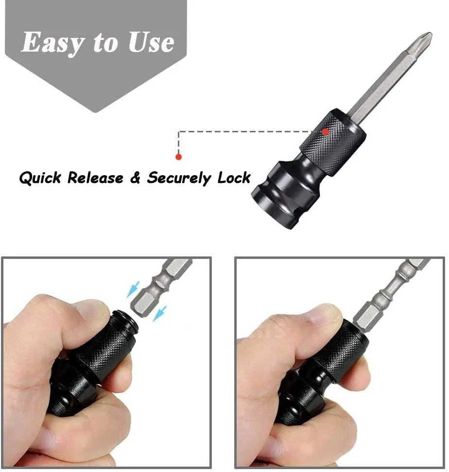 No. 45 steel scaling bit holder with telescopic sleeve for electric wrench drive conversion.