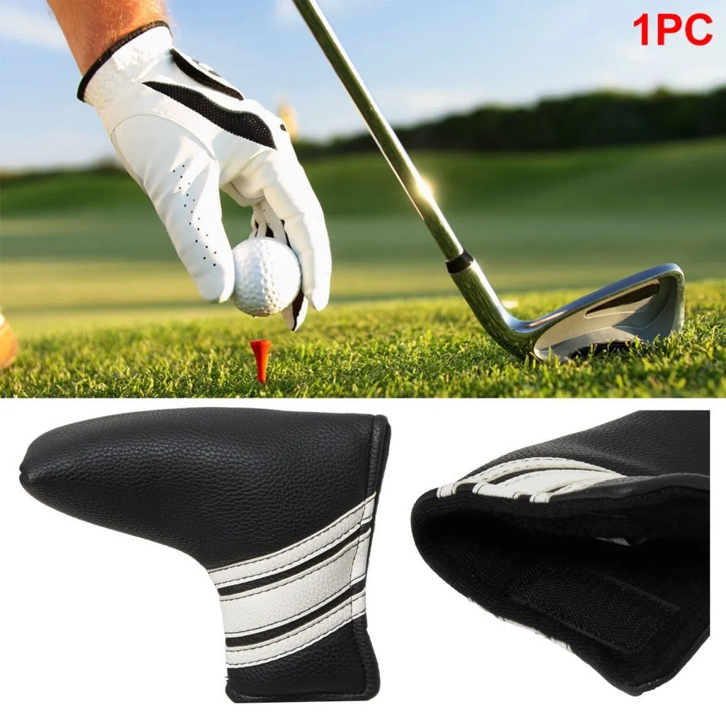 Black PU leather golf push rod case with zipper closure for trolley handle protection