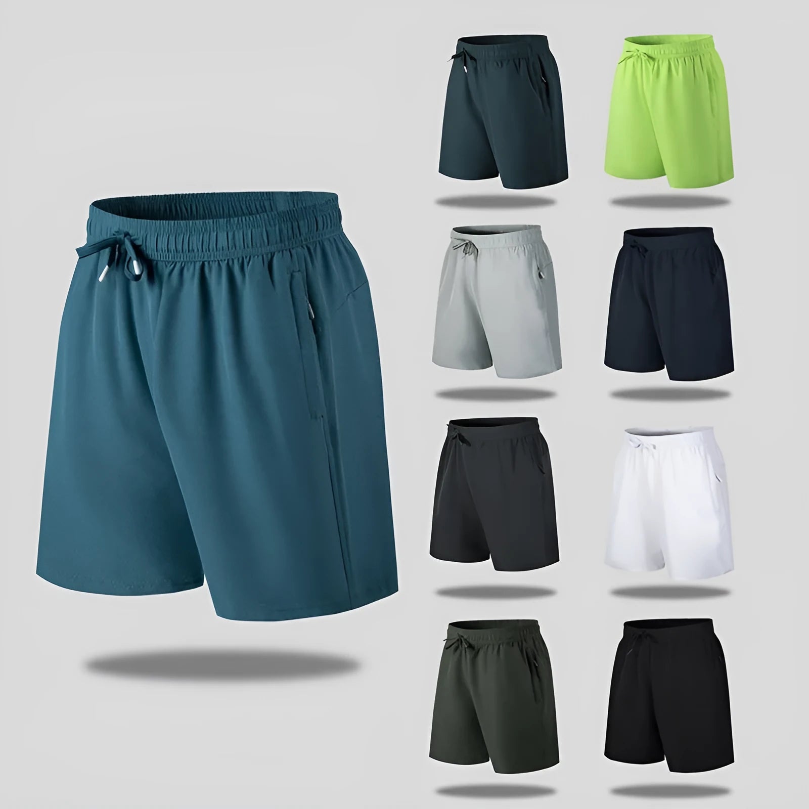 Men's quick-dry loose beach shorts in polyester fabric with micro-elastic waistband
