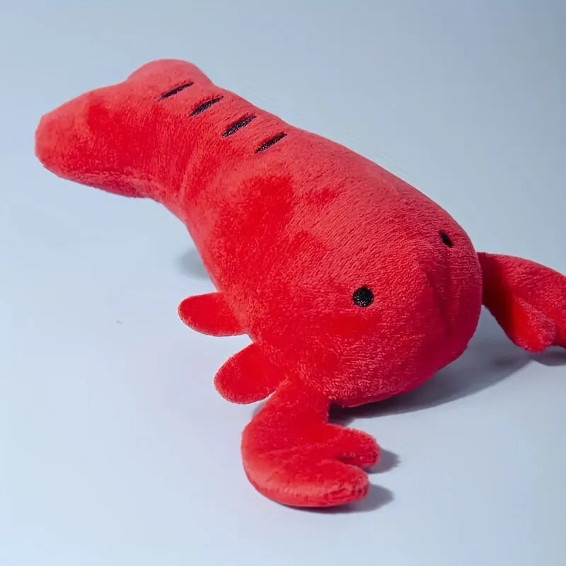 Red crab lobster squeaky stuffed chew toy for small and medium-sized dogs on a white background.