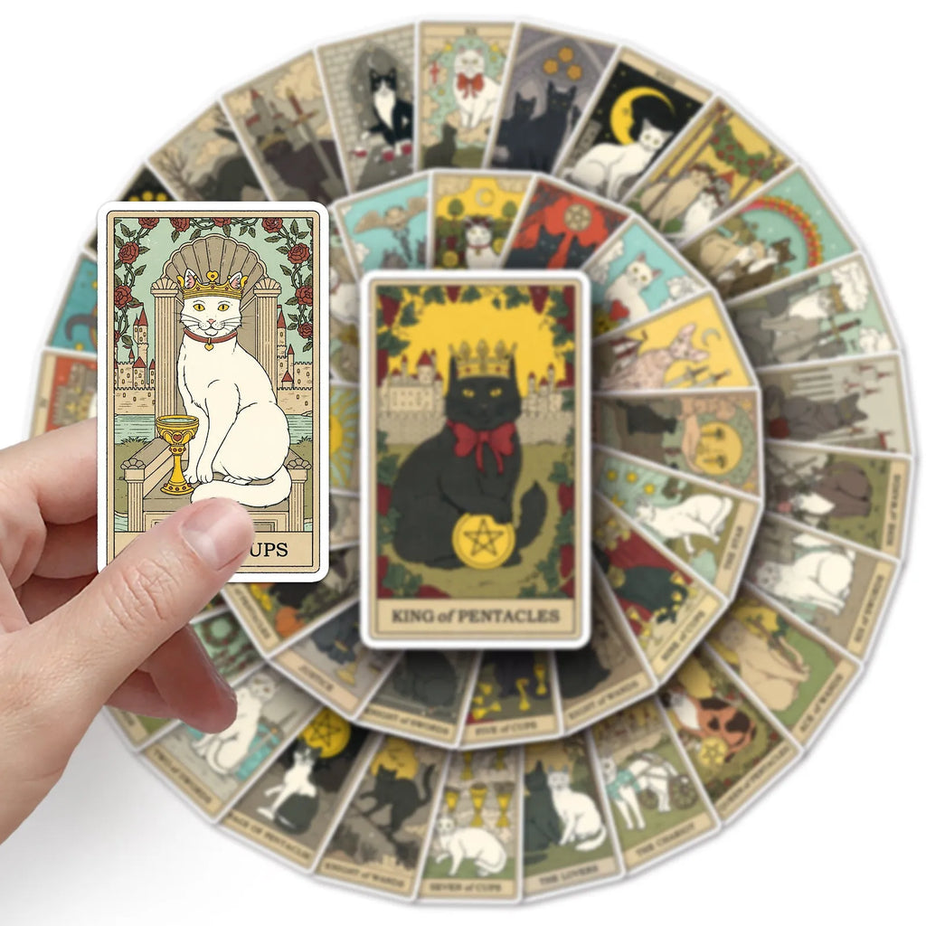 Creative graffiti waterproof luggage sticker set 78 tarot cards-style cute offset print decals on suitcase