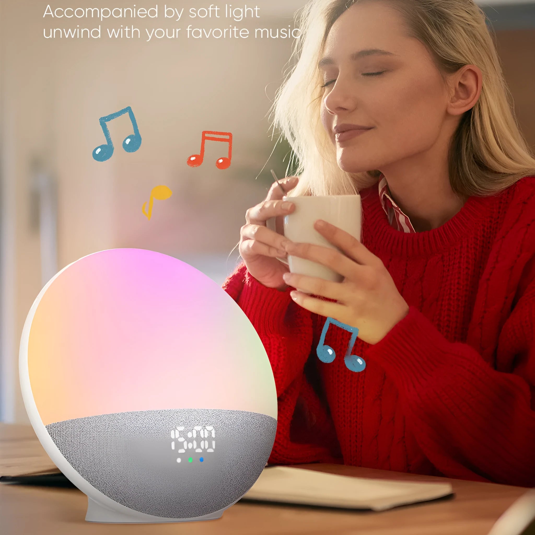 White noise Bluetooth audio RGB colorful luminous speaker in white with USB power for home