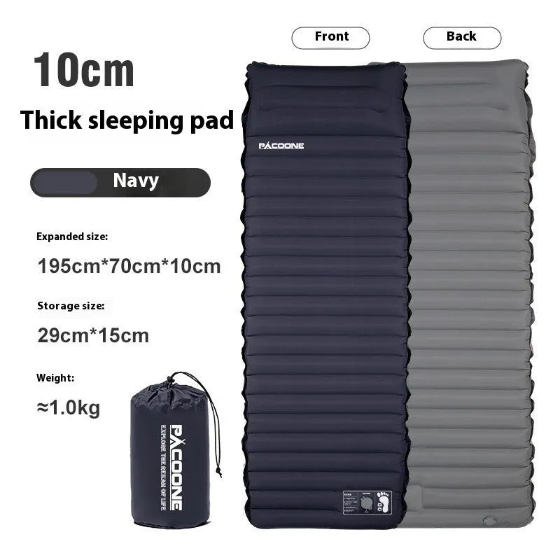 Auto-inflation air mattress camping sleeping mat 40D nylon TPU single navy blue