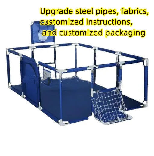 Children's tent playpen with Oxford cloth fence and stainless steel frame in dark grey, 1.22x2.3x1.05m, for indoor play