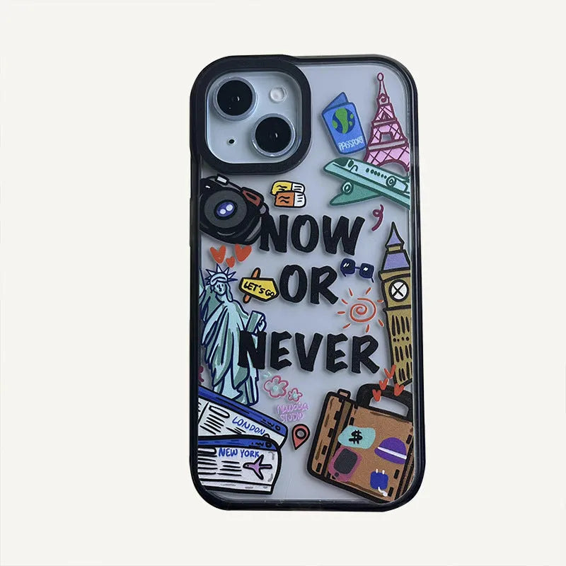 Free Travel acrylic hard phone case in Travel Ticket colour for iPhone models