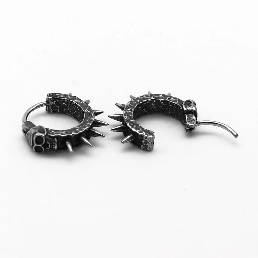Alloy geometric motorcycle earrings with copper plastic accents in retro black