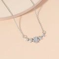 Copper hand inlaid horse eye flower pendant choker necklace with artificial zircon stones