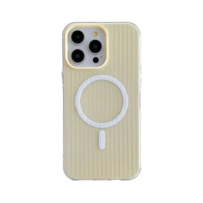 Magnetic suction TPU phone case in solid colour for iPhone, with corrugated shell and drop protection