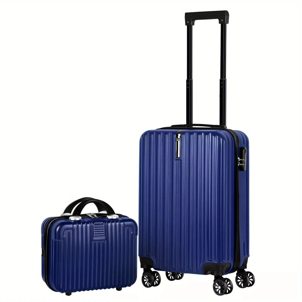 Aluminium alloy luggage and mini box travel set showing 14in and 20in trunks with an included towel.