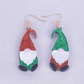 Cartoon Santa Claus acrylic earrings in red, green, and red-green hat styles for Christmas fashion
