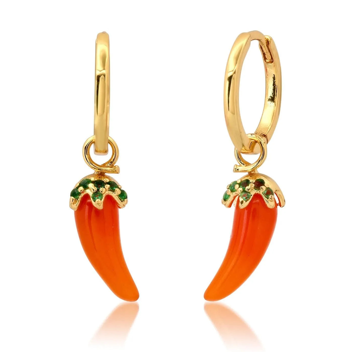 Gold plated copper earrings with a detailed blueberry charm, one of seven fruit and vegetable designs.