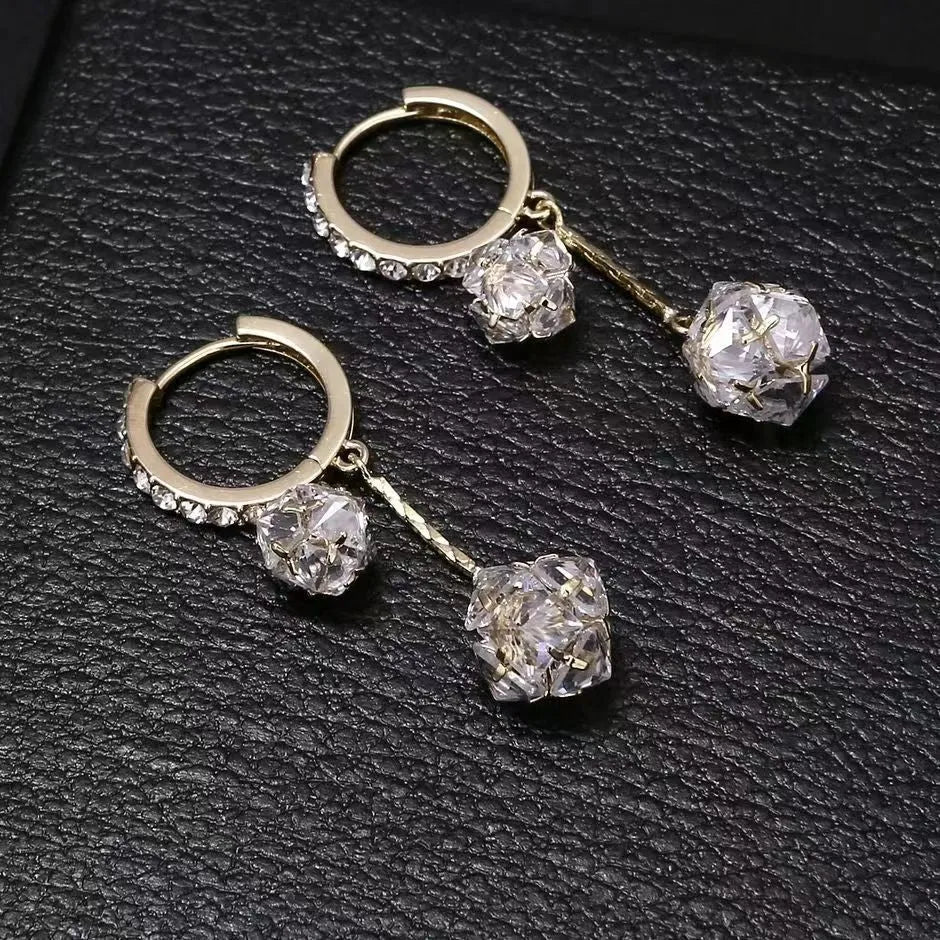 Silver balloon confession tassel earrings with rhinestone ball and drop shape design
