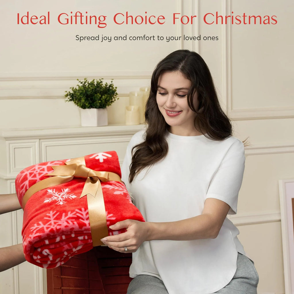 Polyester fibre Christmas blanket in American style with soft flannel texture showing size options