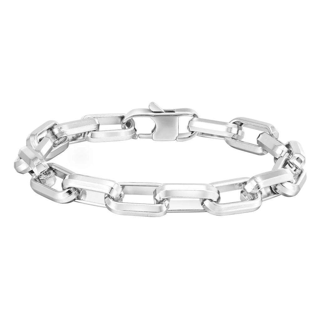 Titanium steel men's bracelet with square chain links in electroplated finish