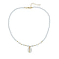 White conch shell necklace with mother of pearl pendant on silver electroplated chain