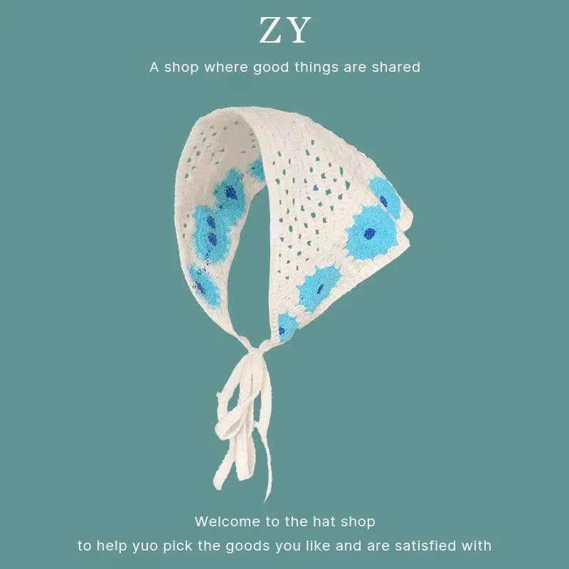 Cotton triangular headscarf with floral pattern in multiple colour options