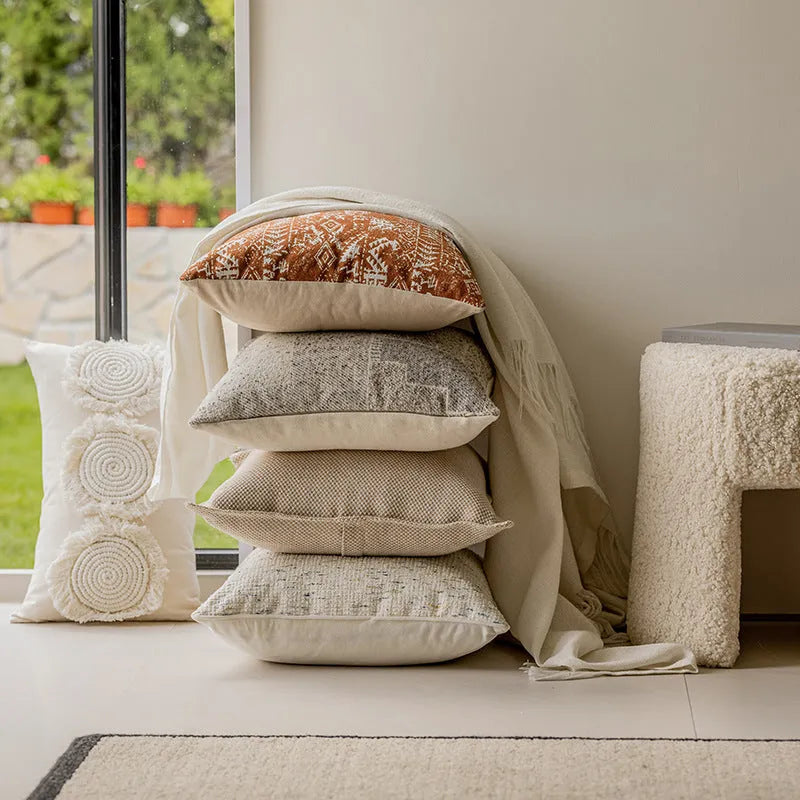 Solid colour decorative cushion pillow with PP cotton filler on a sofa