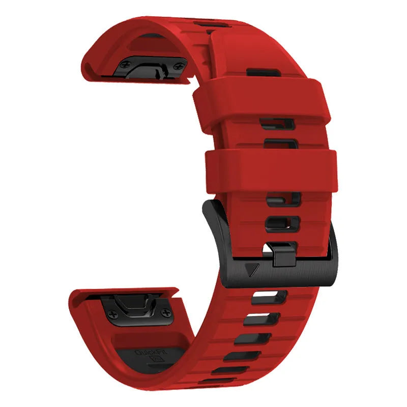 Fenix87pro6 two-colour quick-release silicone strap for Garmin Fenix watches in multiple colour options