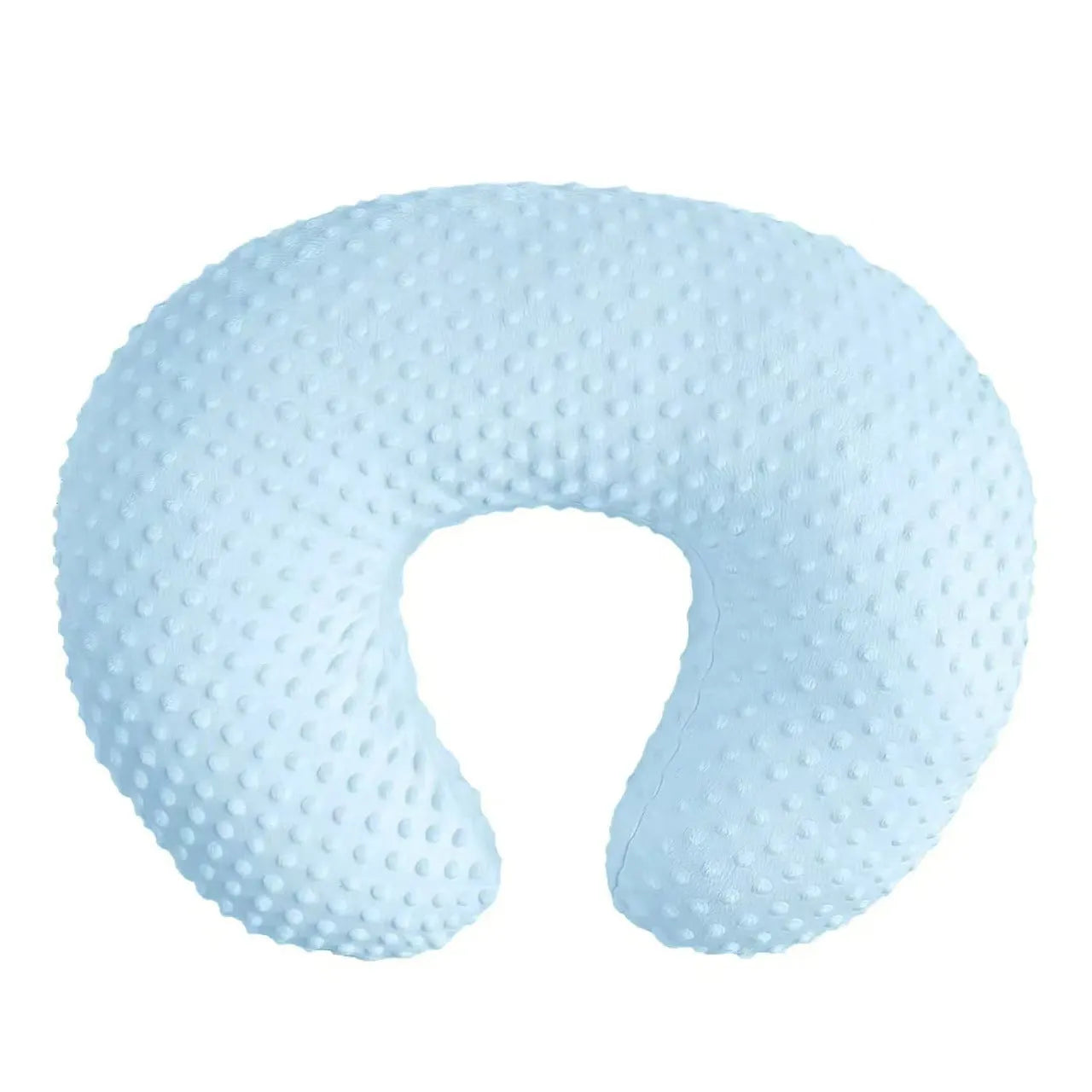 M shaped nursing pillow with removable pillowcase for breastfeeding support and spill prevention