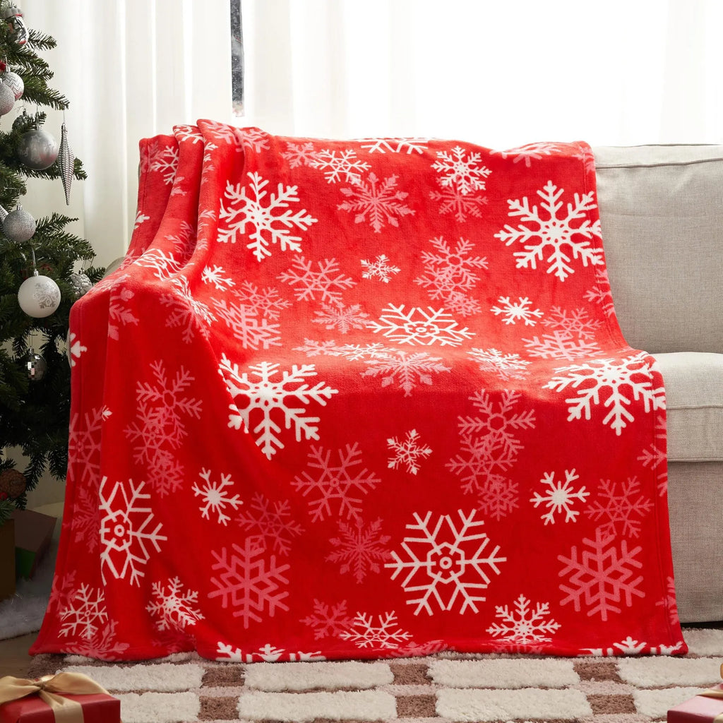 Polyester fibre Christmas blanket in American style with soft flannel texture showing size options