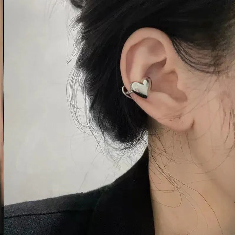 Heart shape alloy ear clip for women, Love colour, no piercing required