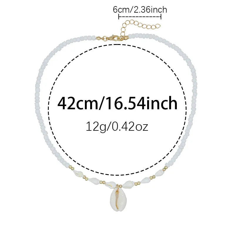 White conch shell necklace with mother of pearl pendant on silver electroplated chain