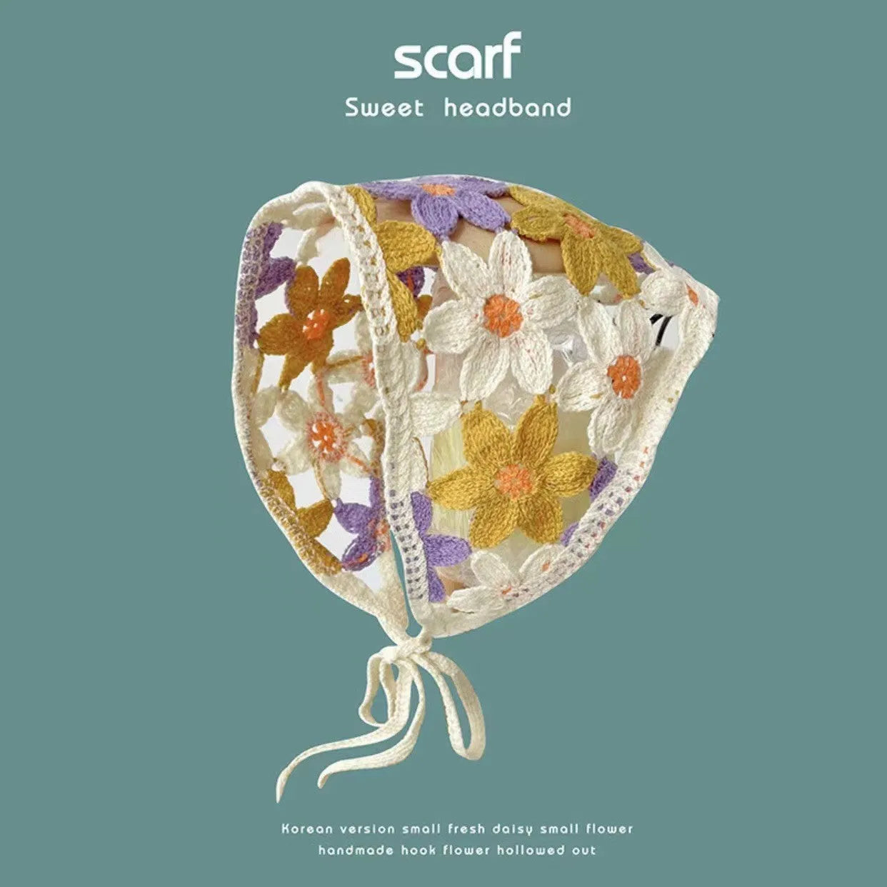 Cotton triangular headscarf with floral pattern in multiple colour options