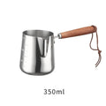 Stainless steel garland coffee cup with wooden handle and measurement scale
