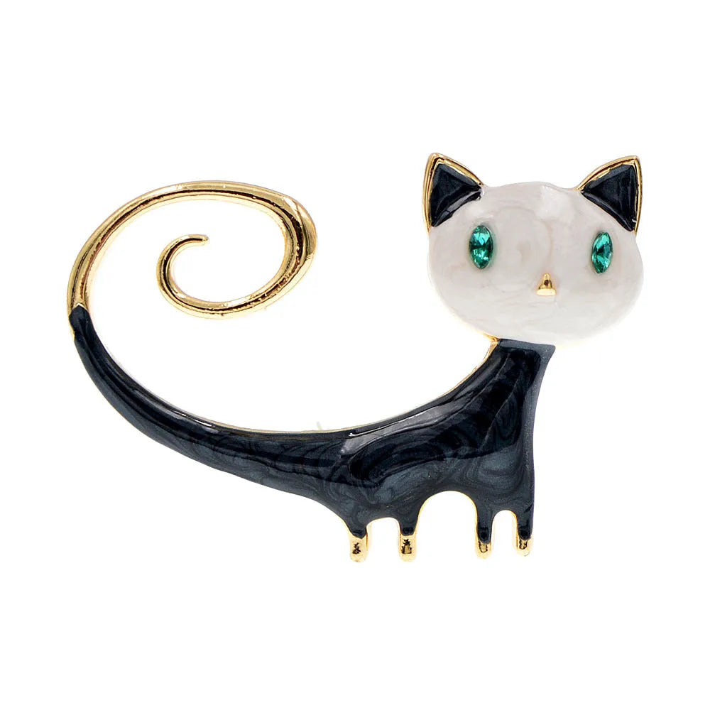 Personalised hand-painted cat tail brooch in alloy with orange and white colour options