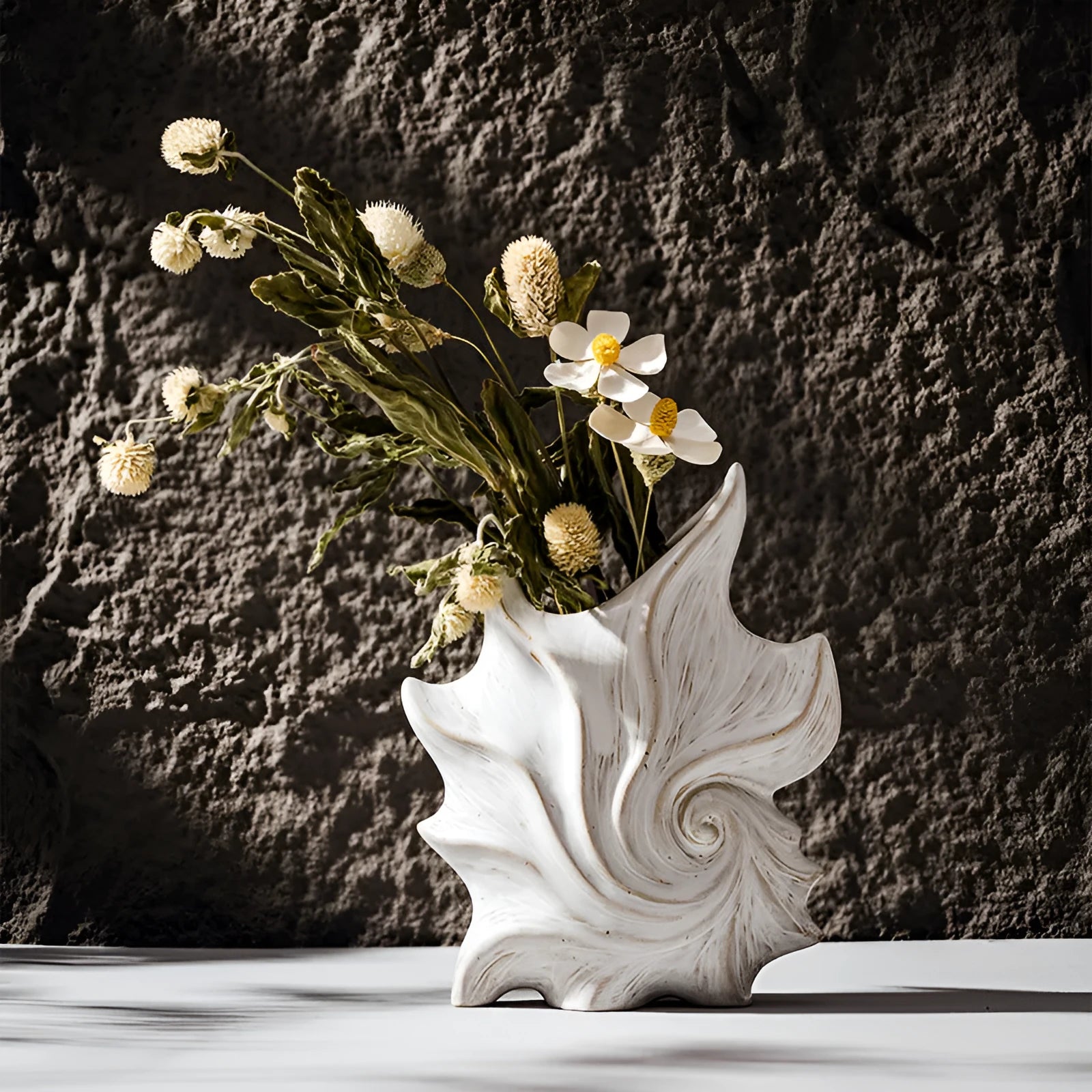 A European style retro ceramic vase with a coloured glaze finish, shown on a shelf.