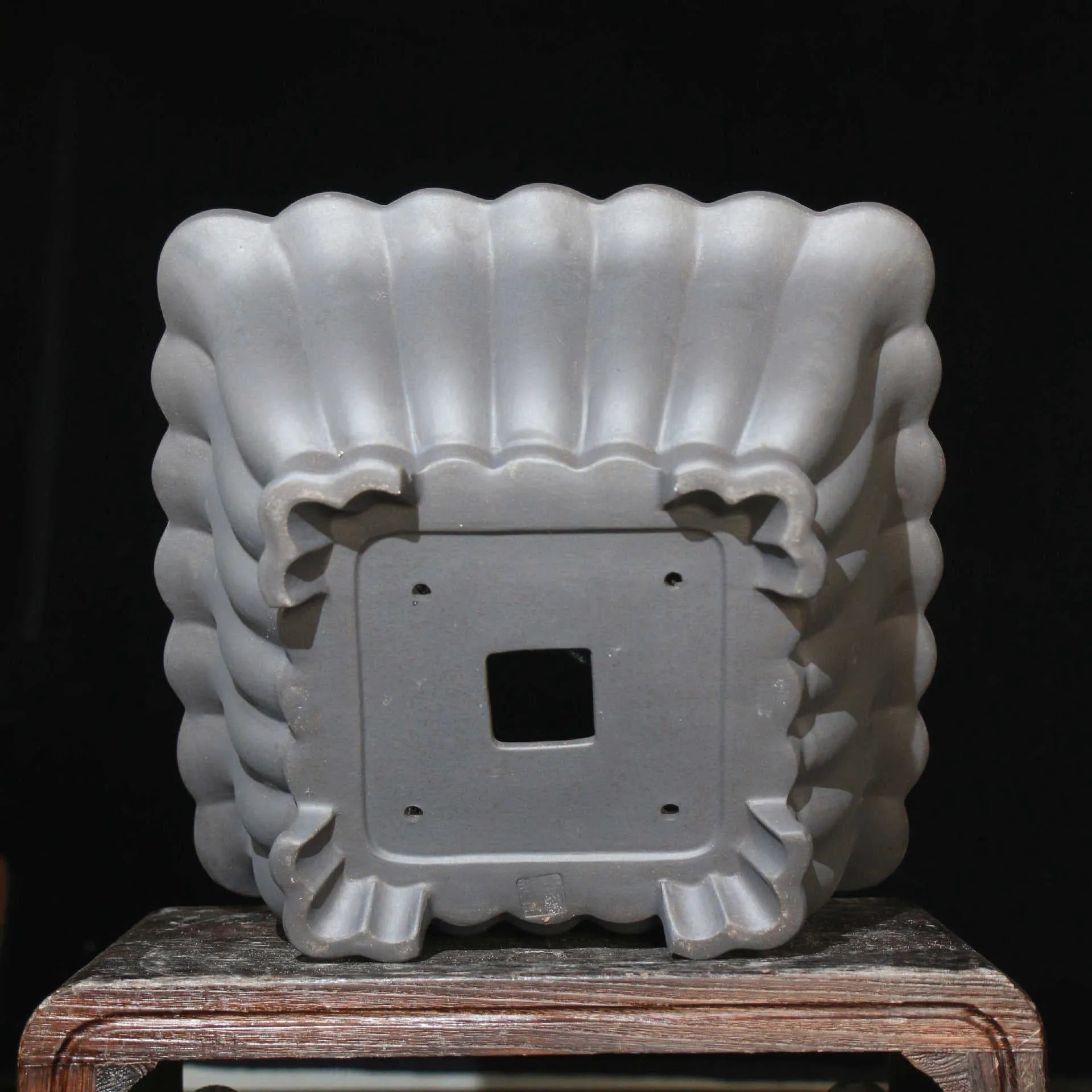 Purple sand ceramic square bonsai pot with 37cm inner diameter for desktop plants