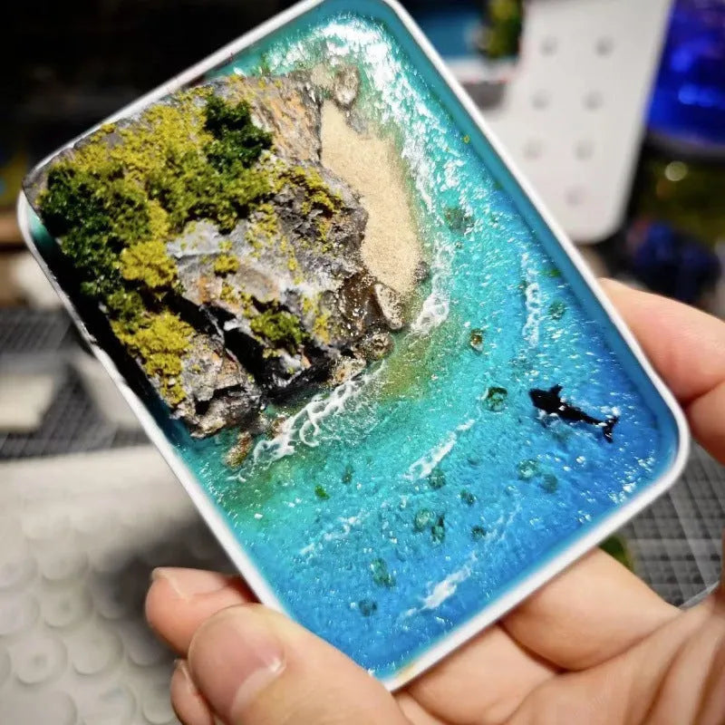 DIY bamboo marine landscape handmade model ornament with whale motifs