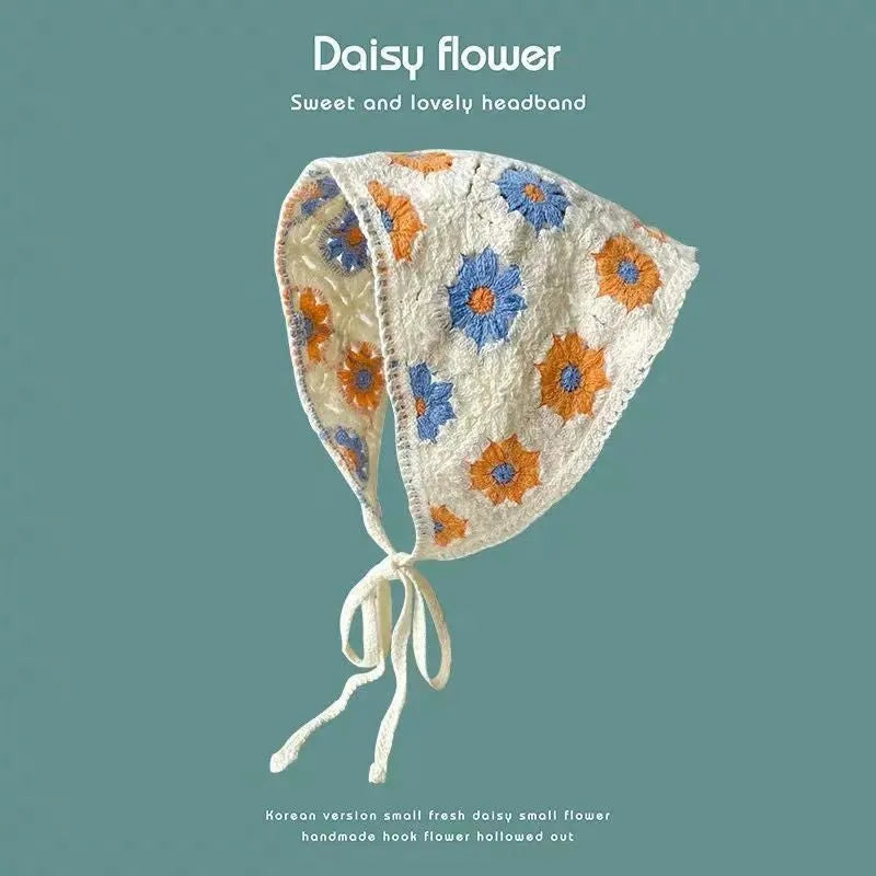Cotton triangular headscarf with floral pattern in multiple colour options