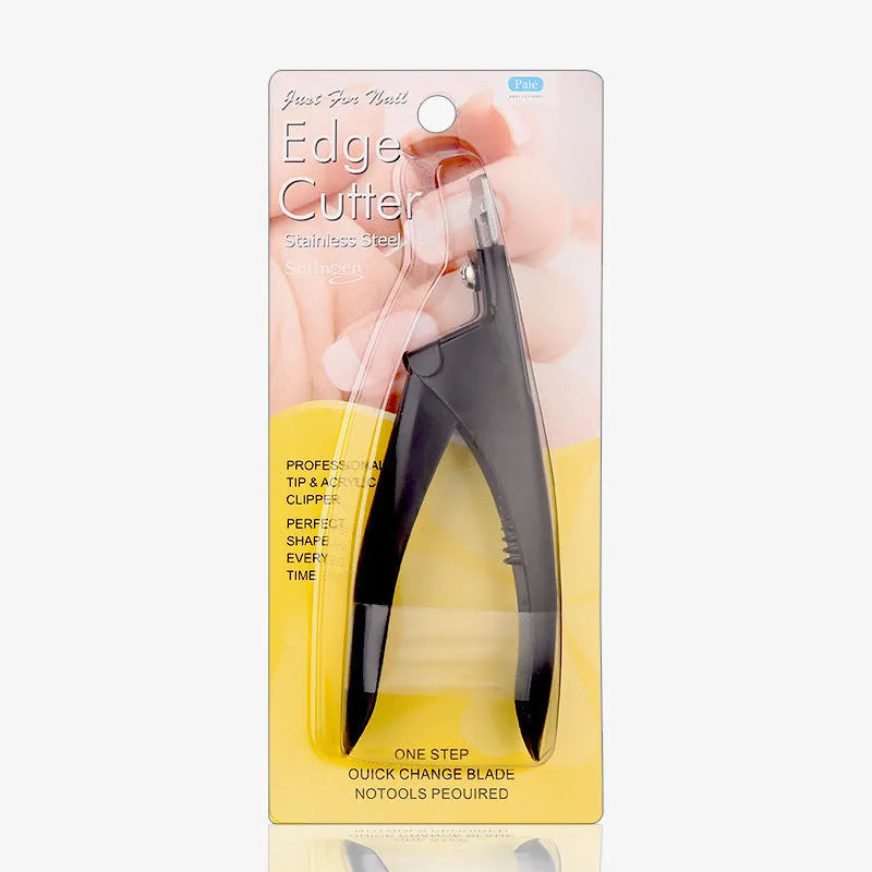 Titanium French nail scissors with U-shaped cutting edges in stainless steel construction