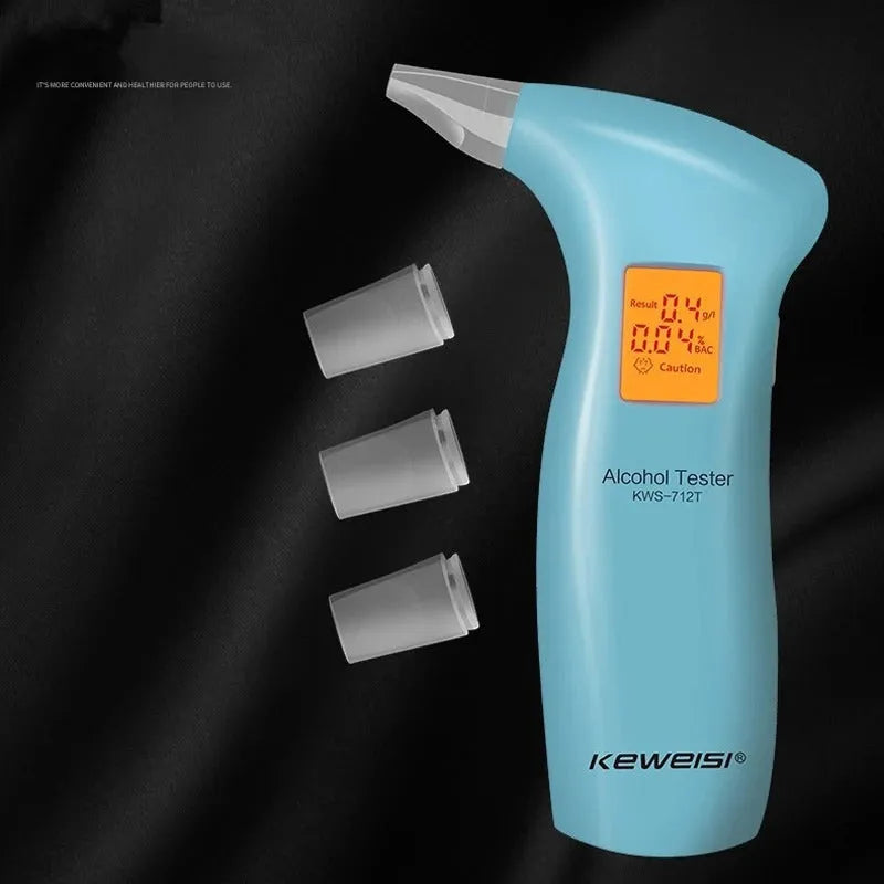 Portable orange light breath alcohol tester with replaceable mouthpiece