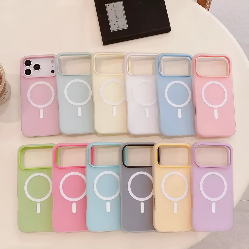 Magnetic suction TPU phone case in solid colour for iPhone, with corrugated shell and drop protection