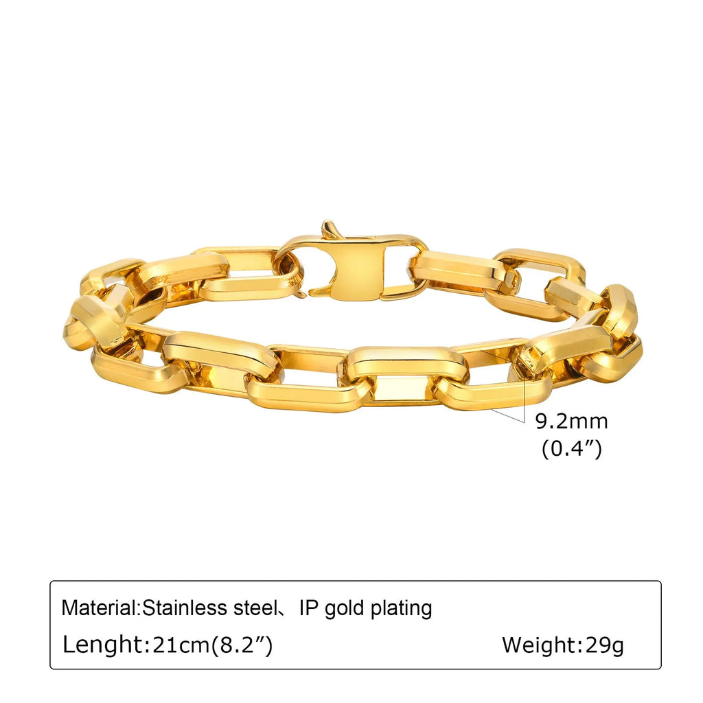 Titanium steel men's bracelet with square chain links in electroplated finish