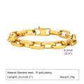 Titanium steel men's bracelet with square chain links in electroplated finish