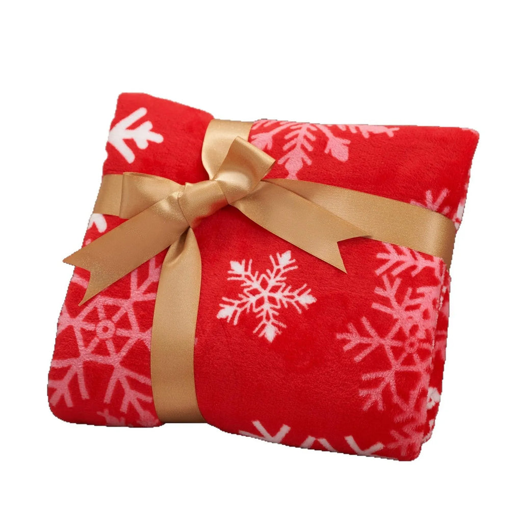 Polyester fibre Christmas blanket in American style with soft flannel texture showing size options