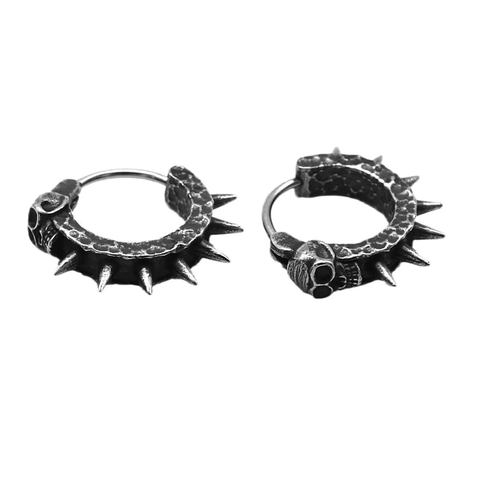 Alloy geometric motorcycle earrings with copper plastic accents in retro black