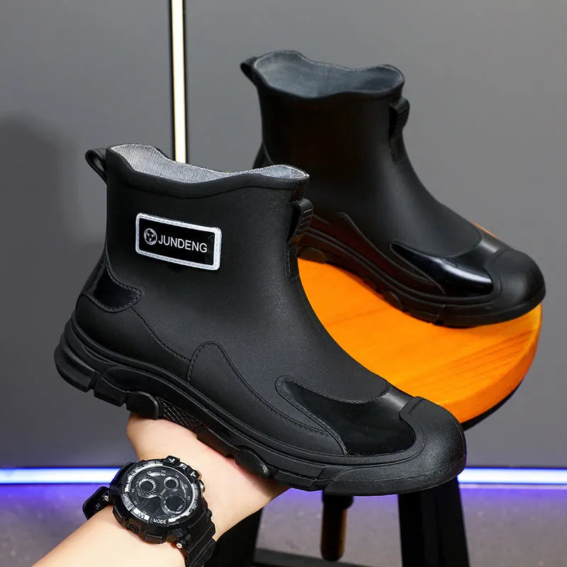 Adult short tube waterproof wading boots in a minimalist style with a non-slip sole.