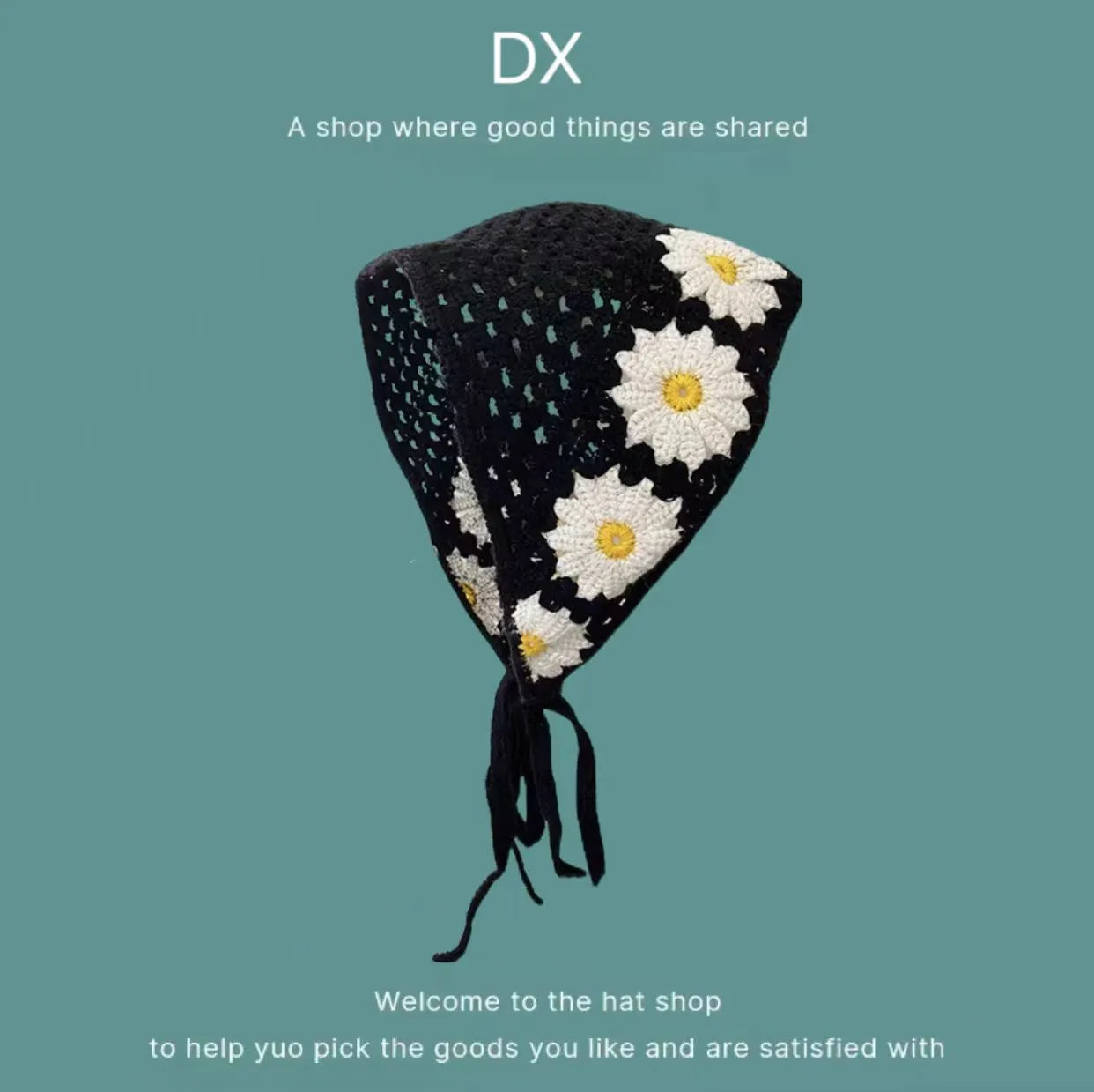 Cotton triangular headscarf with floral pattern in multiple colour options
