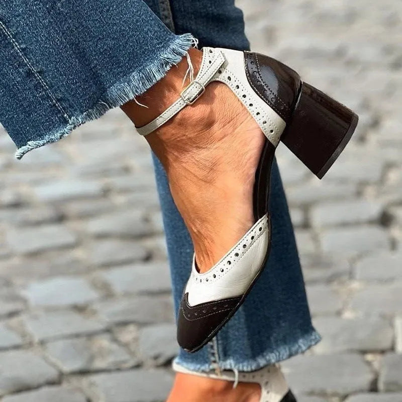Women's autumn fashion high heels with round toe, TPU upper, in black apricot colour