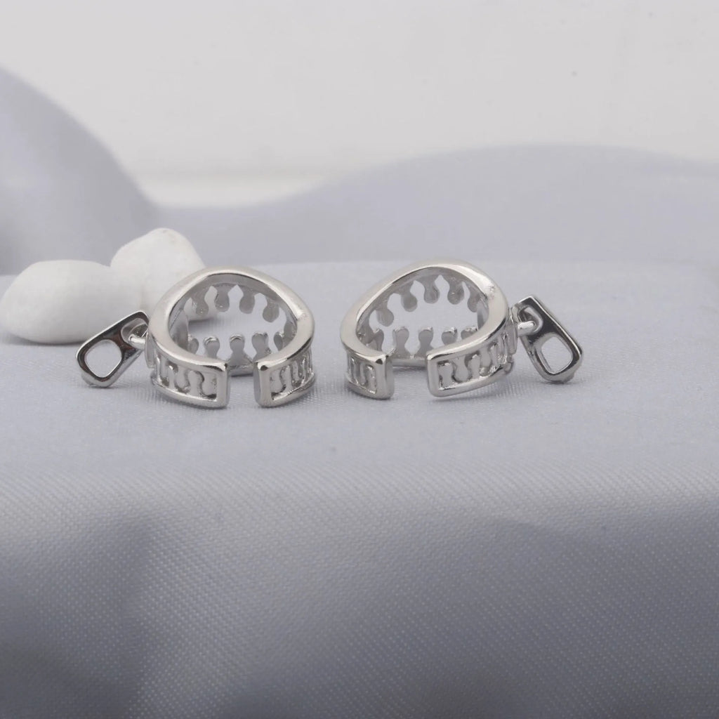 Copper geometric ear bone clips with linear zipper design in ES862 colour