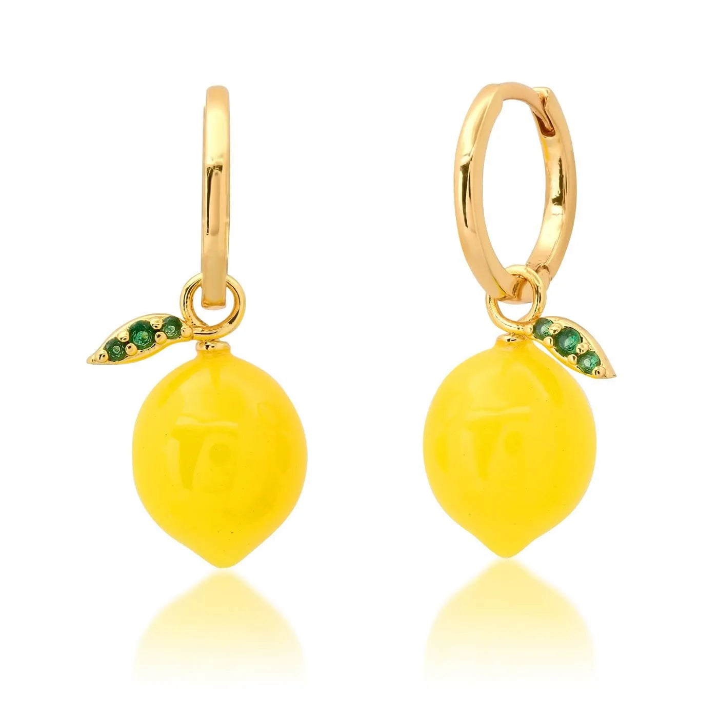 Gold plated copper earrings with a detailed blueberry charm, one of seven fruit and vegetable designs.