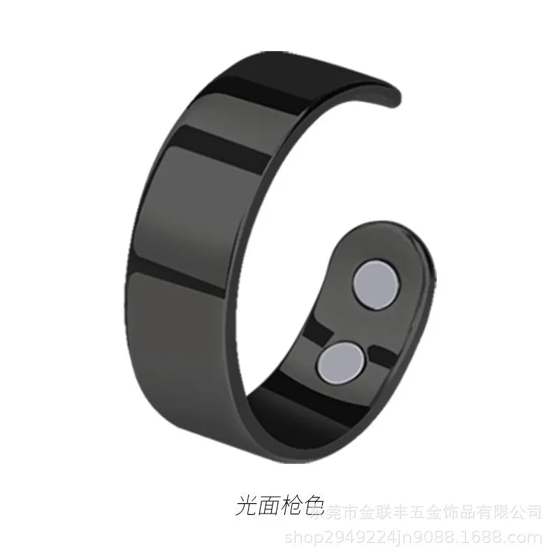 Stainless steel magnetic health ring with open mouth and 4 inner magnets in gold finish