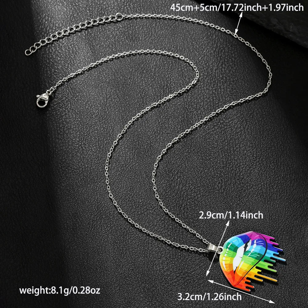 Stainless steel friendship necklace and bracelet set with inspirational colour printing